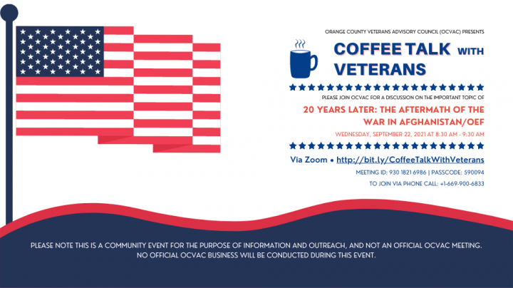 OCVAC Coffee Talk with Veterans - September (Calendar Event Banner)