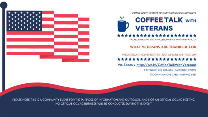 OCVAC Coffee Talk with Veterans - November (Calendar Event Banner)